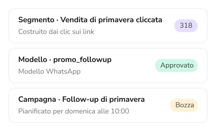 Segmento, modello e campagna preparati da TopAgent