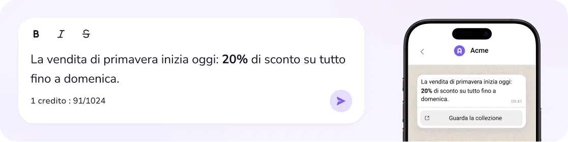 Messaggio di una campagna di saldi primaverili su un telefono