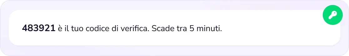 Messaggio con codice di verifica monouso