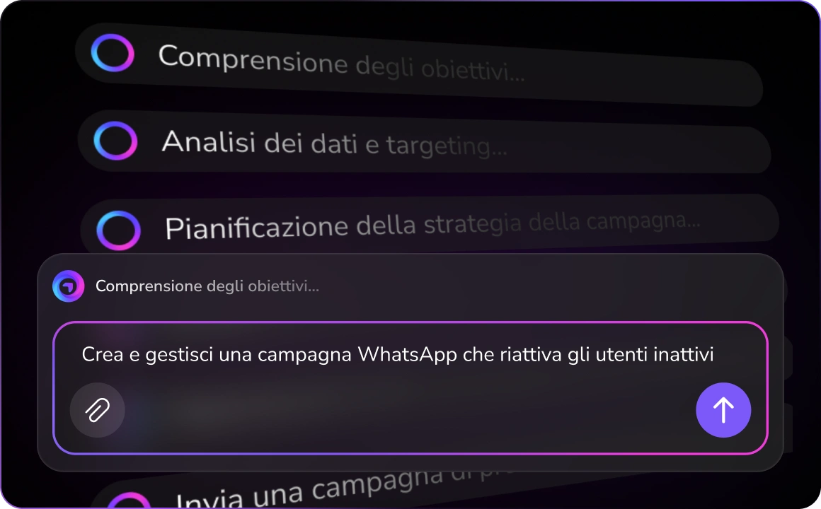 Schermata di creazione della campagna WhatsApp di TopMessage.