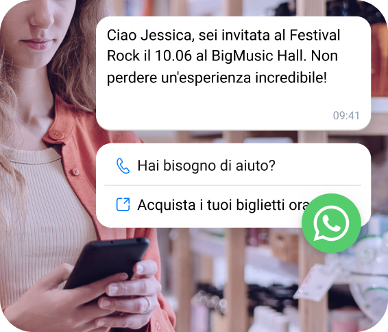 Anteprima del messaggio con supporto clienti e pulsanti di invito all'azione