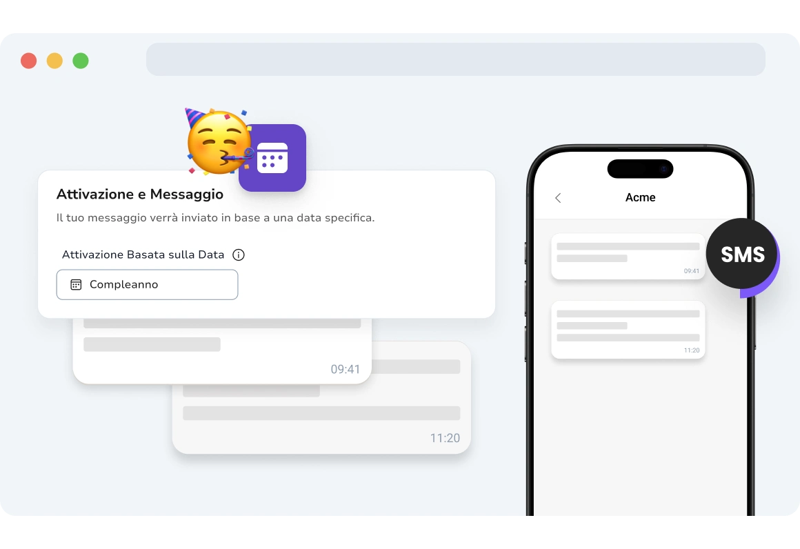 Schermata della pagina delle campagne basate sulla data di TopMessage.