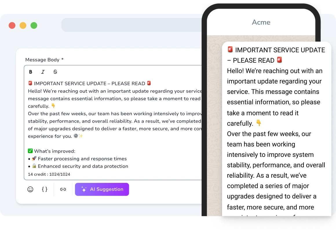 Telefono che mostra un lungo SMS di oltre 1024 caratteri, fornendo contenuti completi in un unico messaggio arricchito.