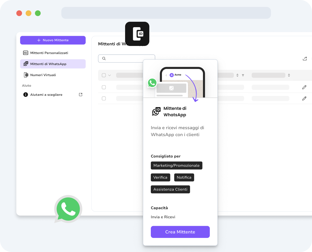 Anteprima del messaggio WhatsApp che mostra un promemoria per il cliente