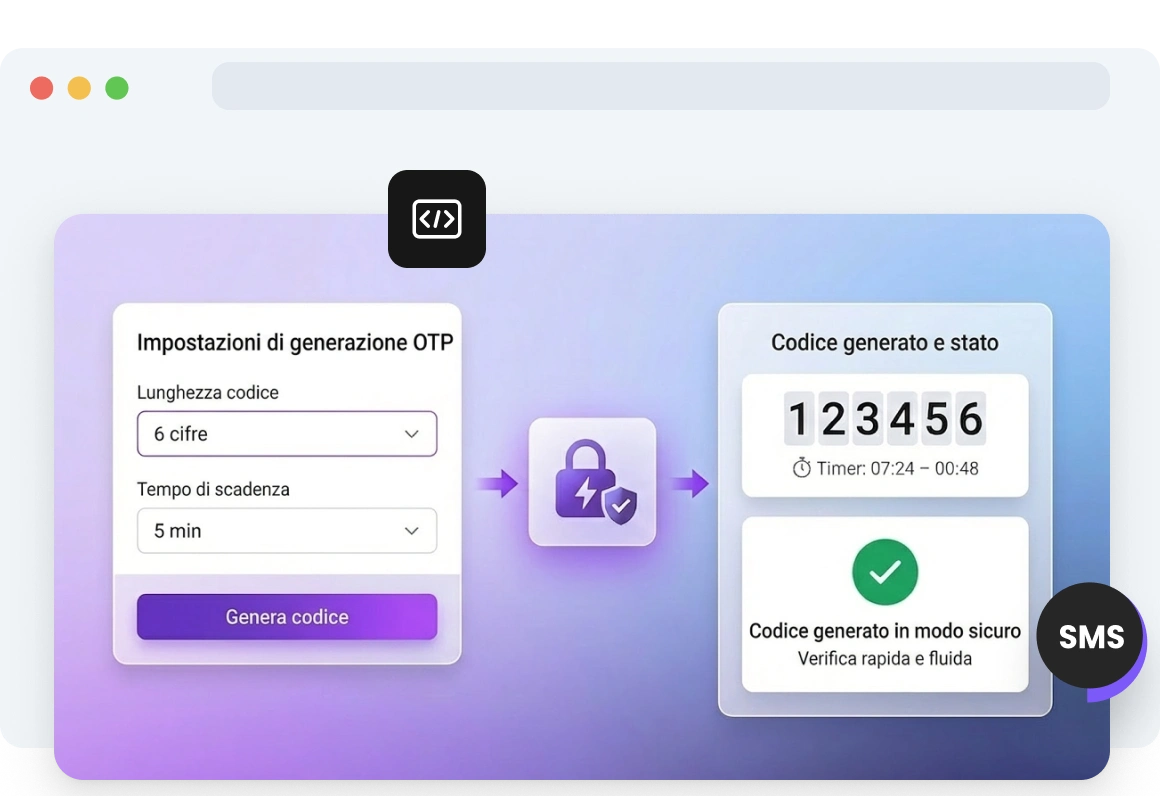 Screenshot della pagina di generazione codici OTP di TopMessage.