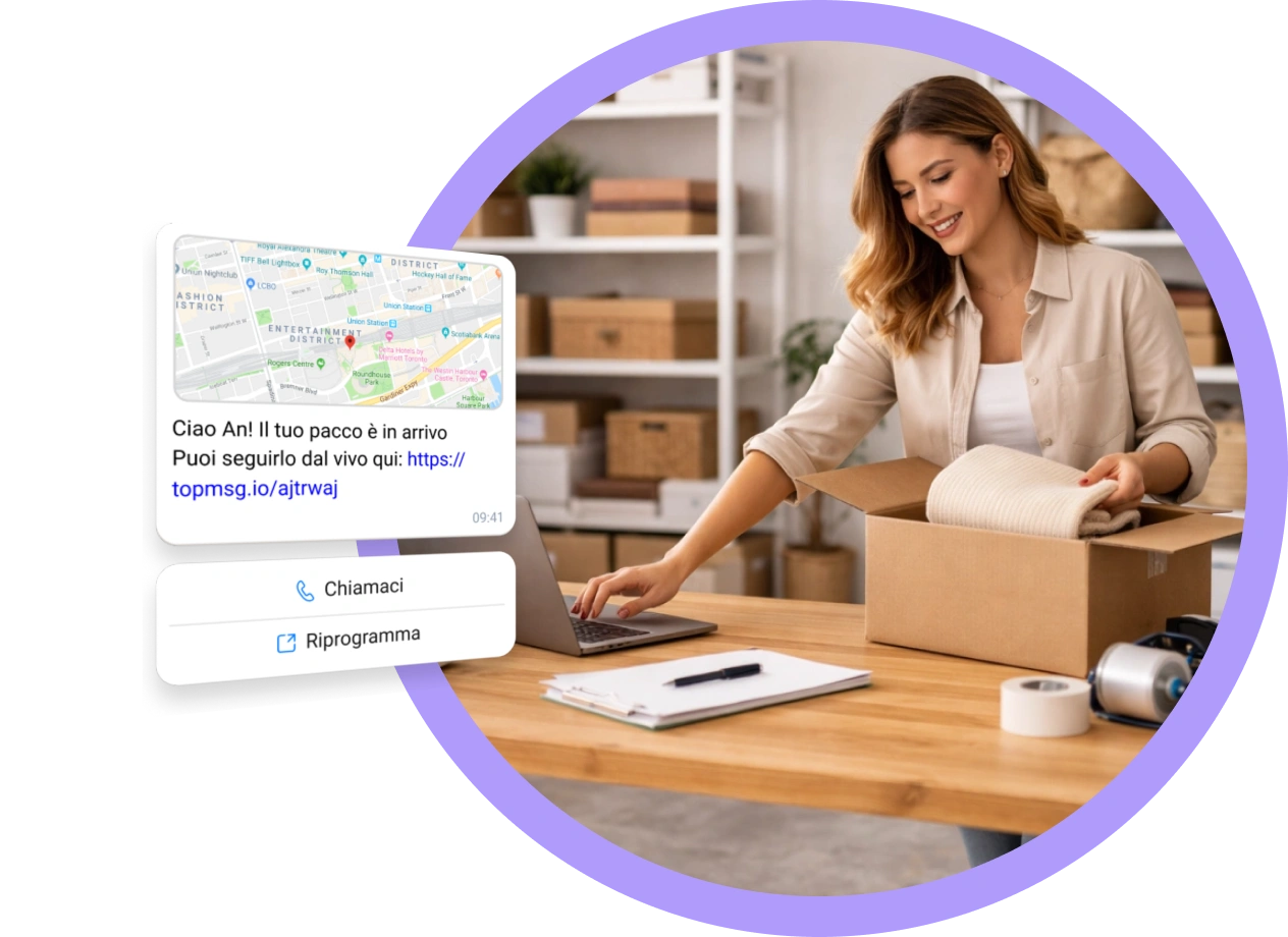 Negozio online che gestisce la messaggistica con i clienti con TopMessage