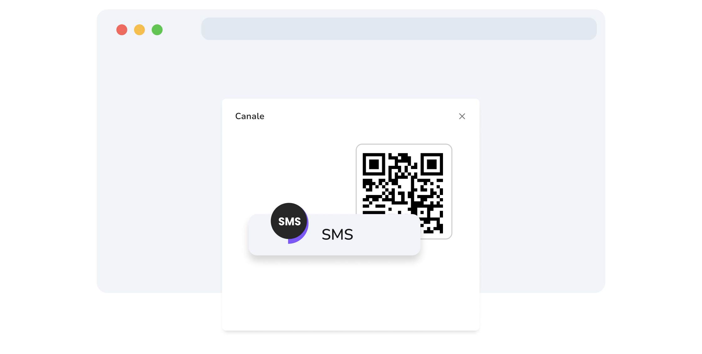 Screenshot della pagina di generazione del codice QR API SMS di TopMessage